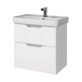 Тумба Dreja Q, 55 см, 2 ящика, белый глянец и раковина Q 55 см, 99.0007 + 195476 - фото, отзывы, цена